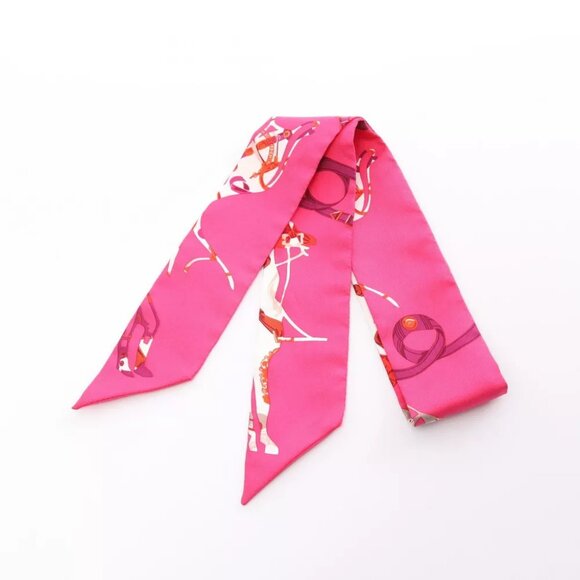 Auth HERMES Twilly Scarf silk Pink Multicolor Used Women - Picture 1 of 5